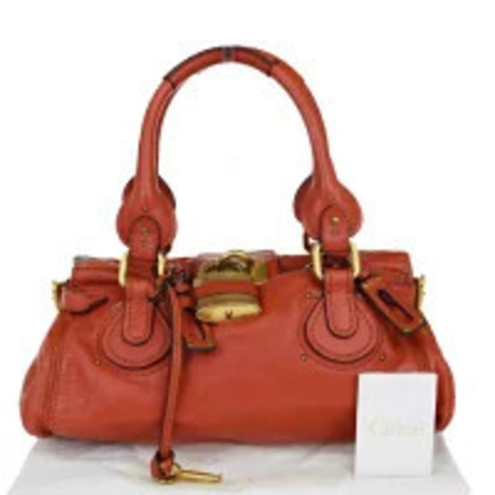 Chloe Paddington Shoulder Bag Handbag Red Leather Padlock
